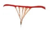 Seven Til Midnight Holiday Stretch Satin Thong w/Rhinestone Chain Back Red