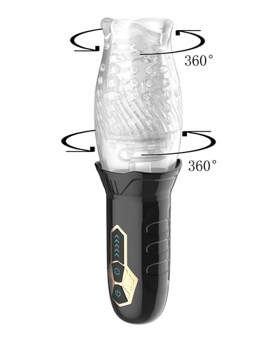 Male Rose Cyclone Spinning Penis Vibrator & Stroker Black