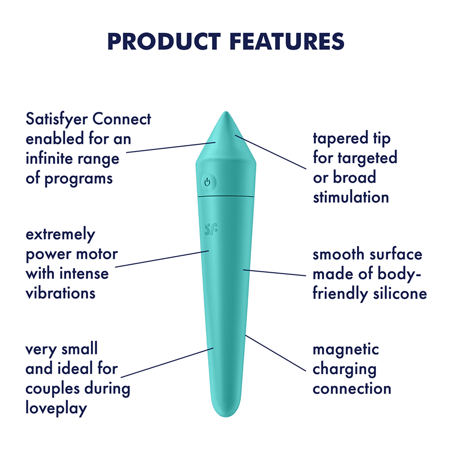 Satisfyer Ultra Power Bullet 8 Rechargeable Silicone 12 Level App Enabled Bullet Vibrator