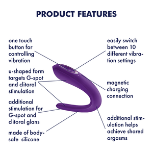 Satisfyer Double Classic Silicone USB Rechargeable Couples Vibrator Purple