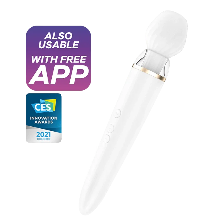 Satisfyer Double Wand-er Rechargeable Silicone Waterproof Massager with Attachments White