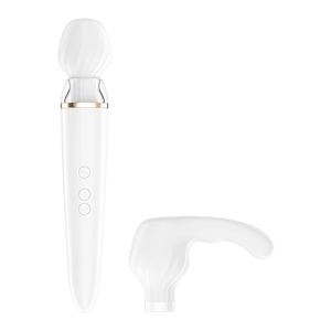 Satisfyer Double Wand-er Rechargeable Silicone Waterproof Massager with Attachments White