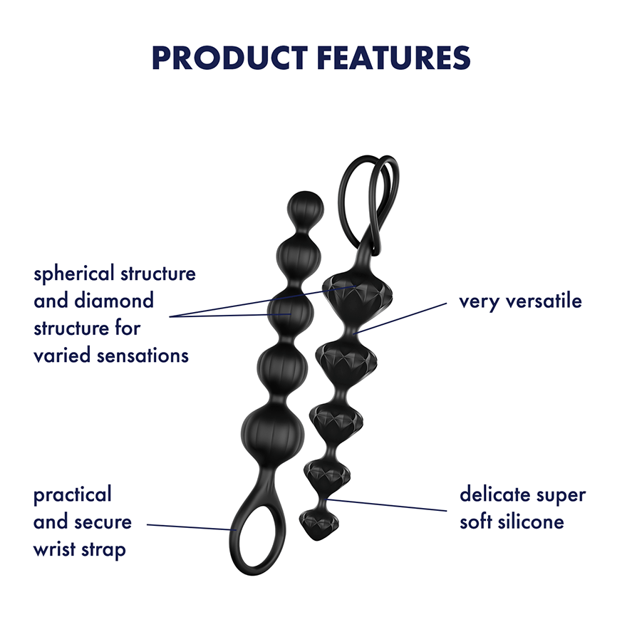 Satisfyer Love Beads Silicone Anal Beads Black (2 each per set)