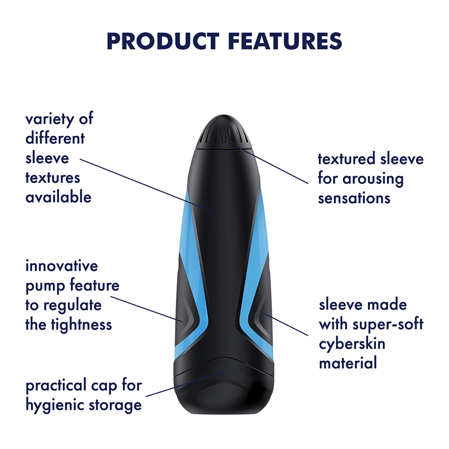 Satisfyer Men Stroker with Suction Pump Regulator Black/Blue