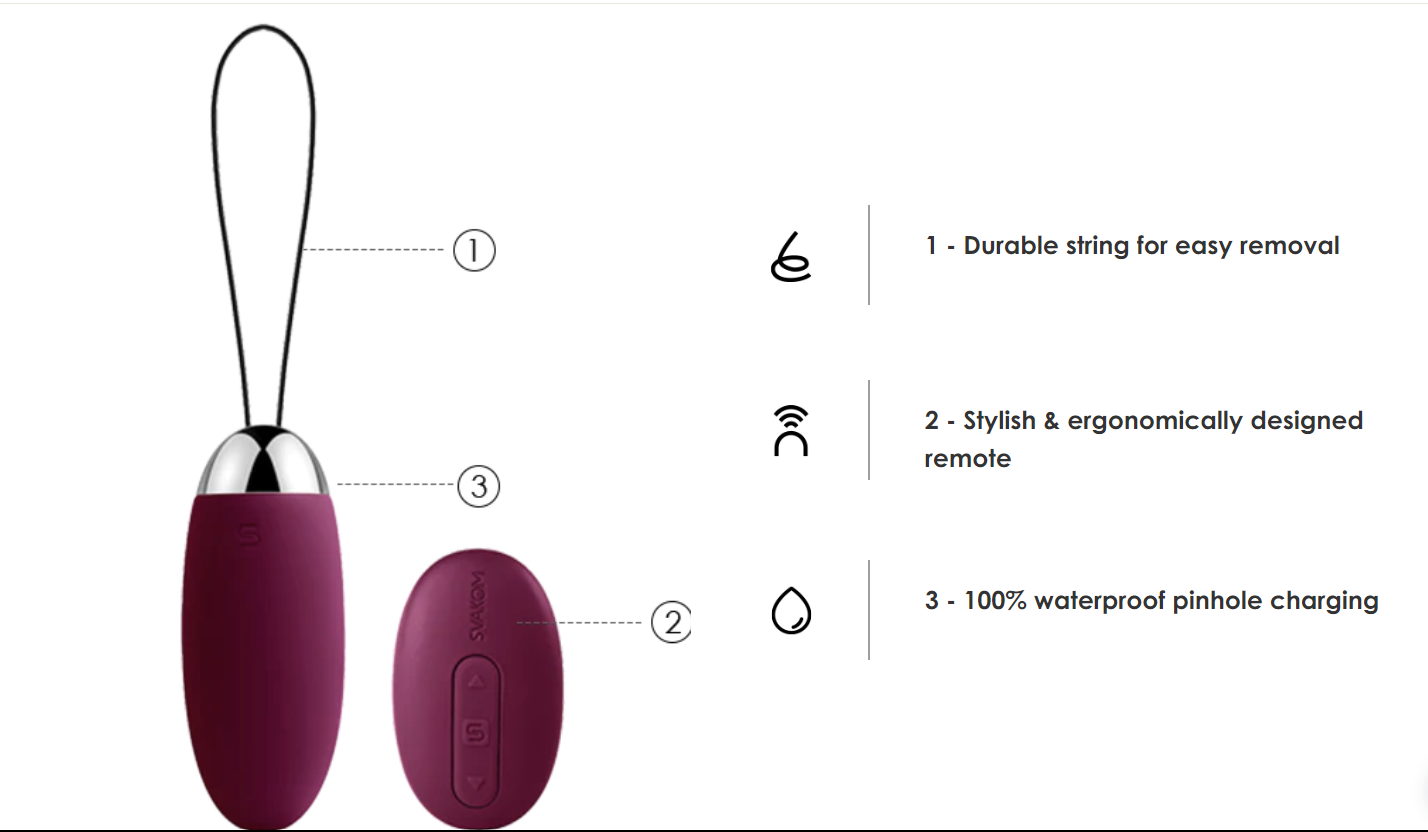 Svakom Elva Remote Control Wearable Bullet Vibrator Plum Red/Gold