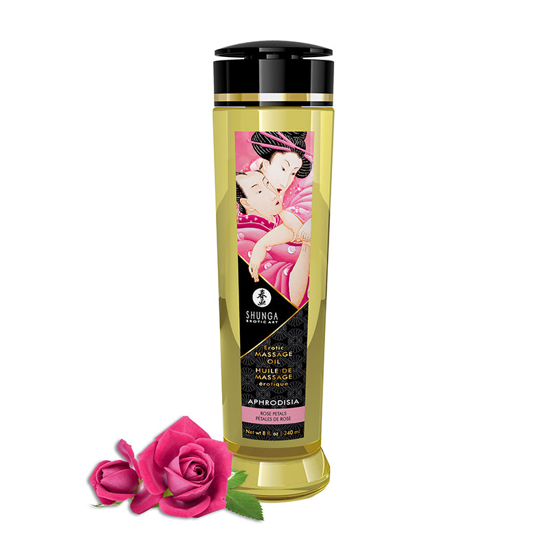 Shunga Erotic Massage Oil Aphrodisia Rose Petals 8 Oz