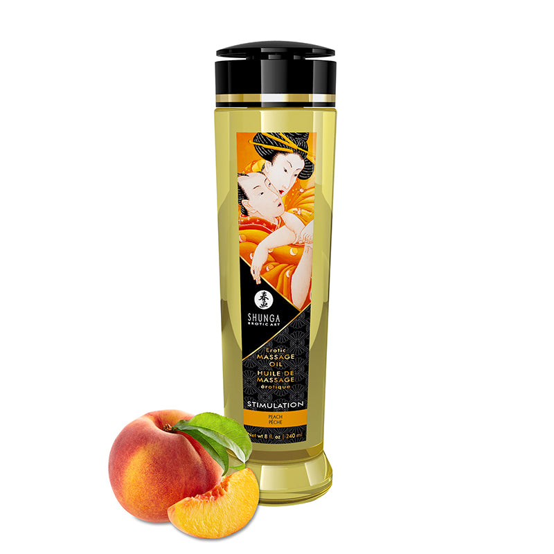 Shunga Erotic Massage Oil Stimulation Peach 8 Oz