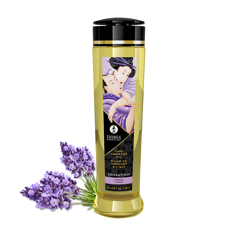 Shunga Erotic Massage Oil Sensations Lavender 8 Oz