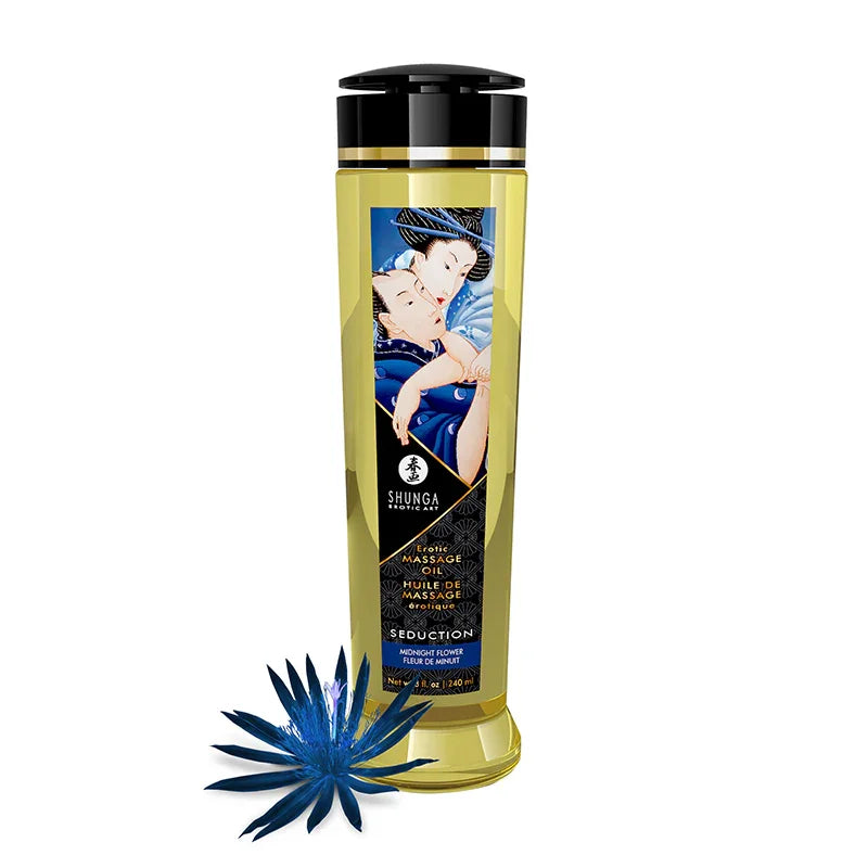 Shunga Erotic Massage Oil Asian Midnight Flower Seduction 8 Oz