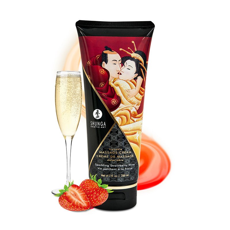 Shunga Erotic Art Kissable Massage Cream Strawberry Wine 7 Oz