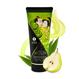 Shunga Erotic Art Kissable Massage Cream Pear and Green Tea 7 Oz