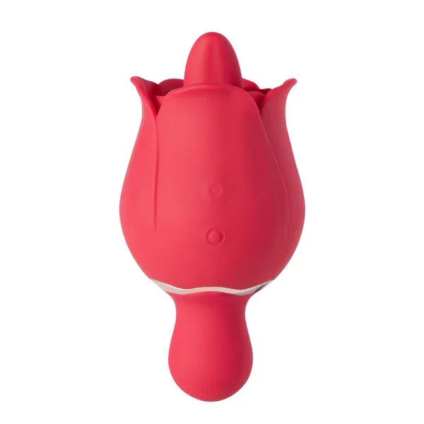 Sylvia Tongue Licking Rose Double Ended 9 Mode Vibrator Red
