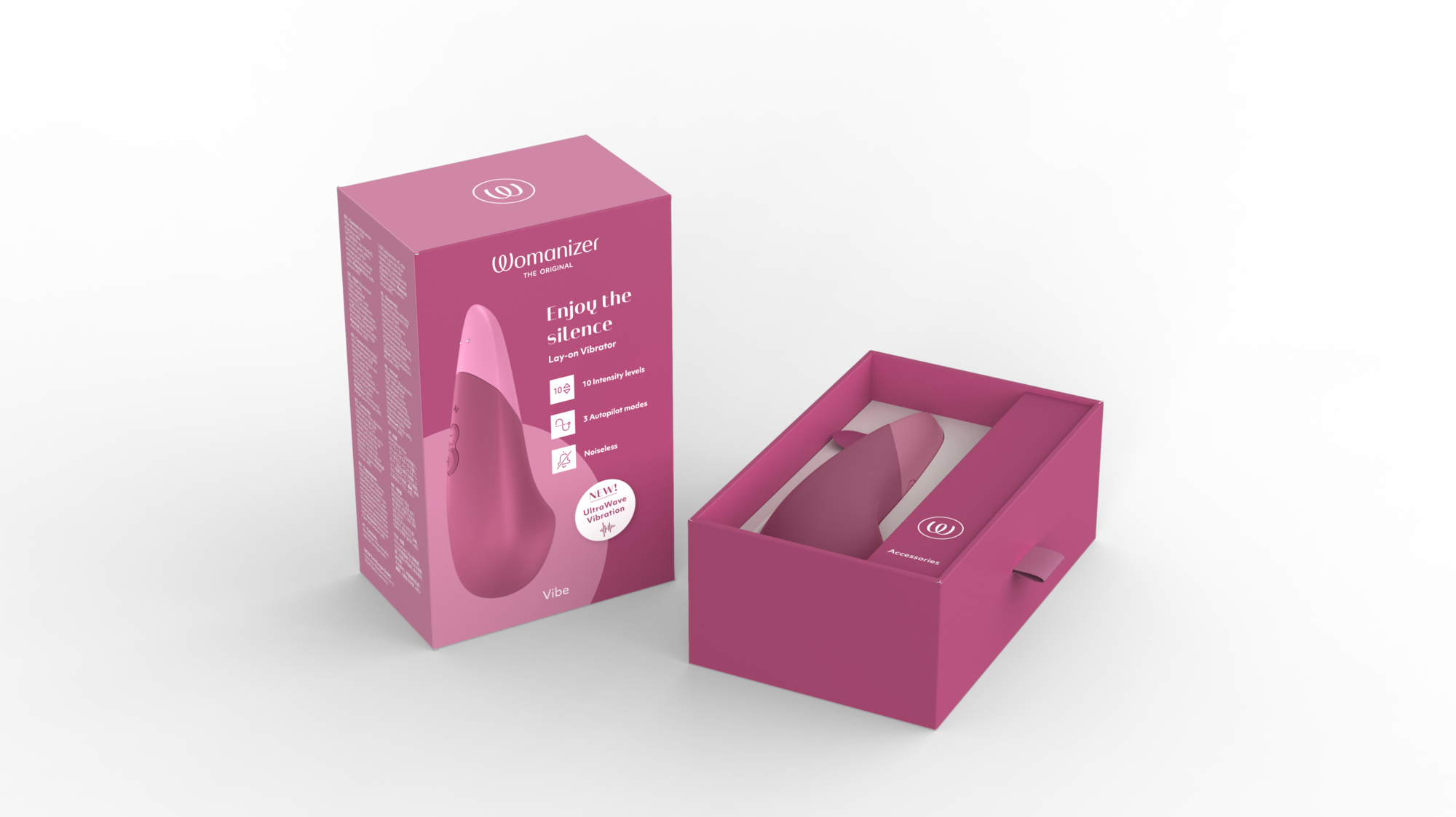 Womanizer Vibe Rechargeable Silicone Clitoral Noiseless Vibrator with UltraWave Vibration