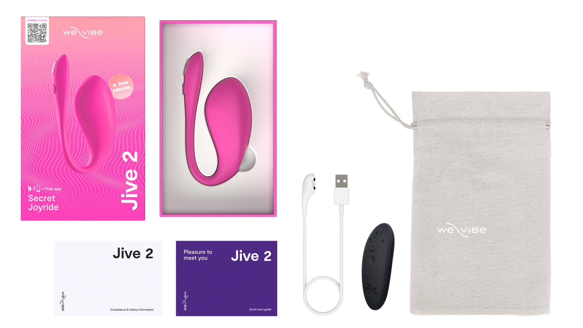 We-Vibe Jive 2 Silicone Rechargeable Remote Control Wearable G-Spot Vibrator Electric Pink