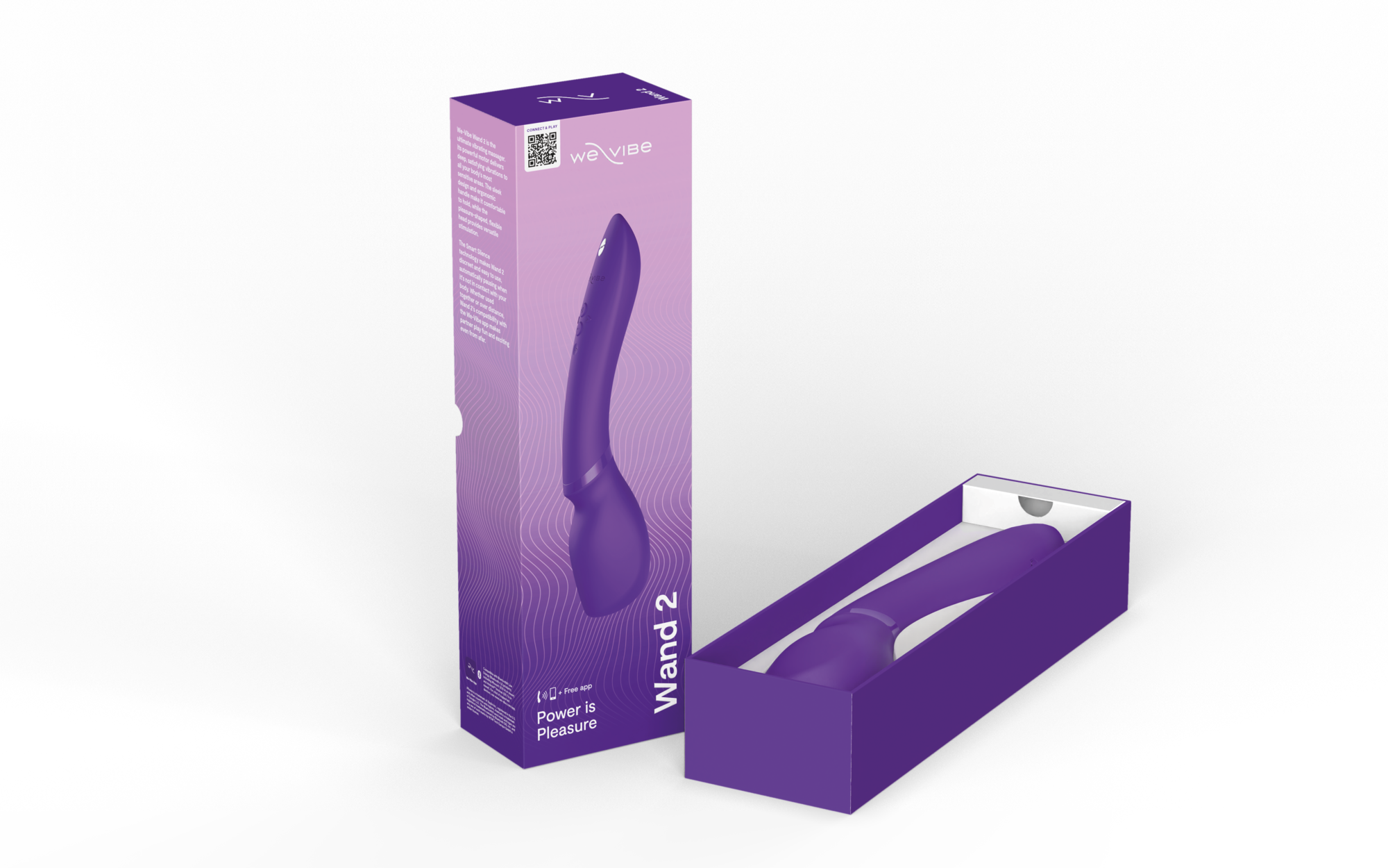 We-Vibe Wand 2 Rechargeable Silicone App Enabled Wand Cordless Vibrator Purple