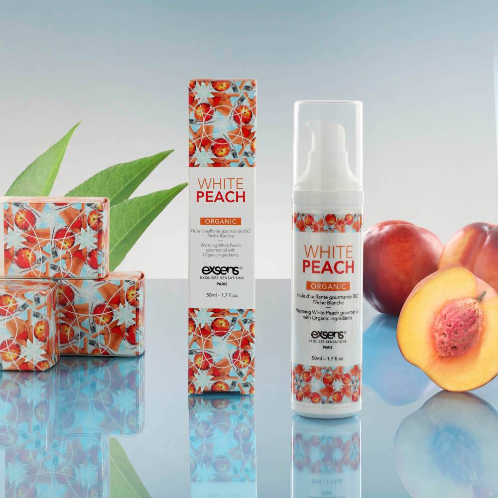 Exsens Organic White Peach Warming Intimate Massage Oil 1.7 oz