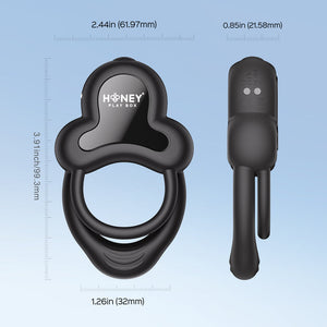 Anello App Enabled 9 Function Vibrating Double Penis Ring with Clitoral Stimulator