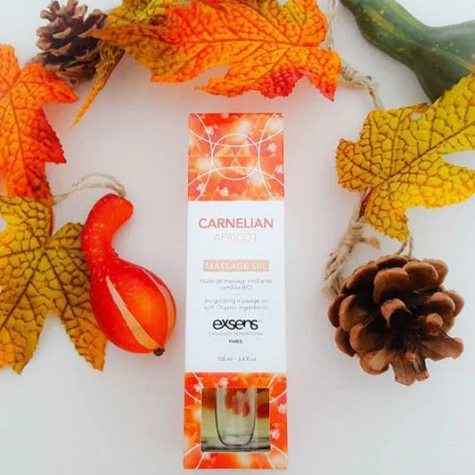 Exsens Carnelian Apricot Crystal Organic Sensual Massage Oil 3.4 oz