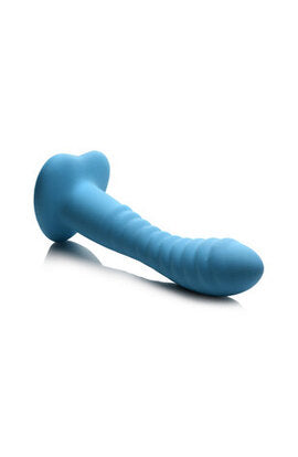 Simply Sweet 7" Ribbed Silicone Non-Realistic Dildo with Suction Cup Blue