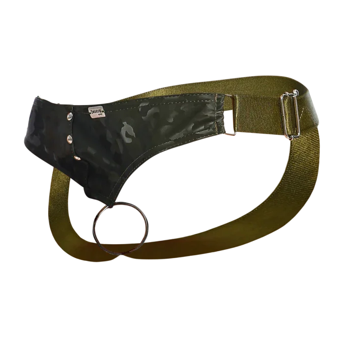 Male Basics Dngeon Leather Penis Ring Jockstrap Camo One Size