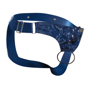 Male Basics Dngeon Leather Penis Ring Jockstrap Navy Camo One Size