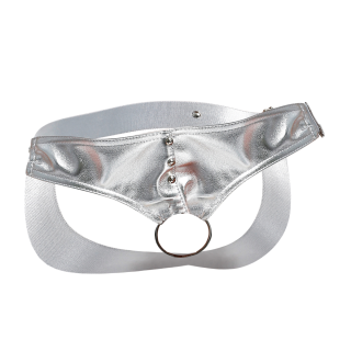 Male Basics Dngeon Leather Penis Ring Jockstrap Silver Mirror One Size