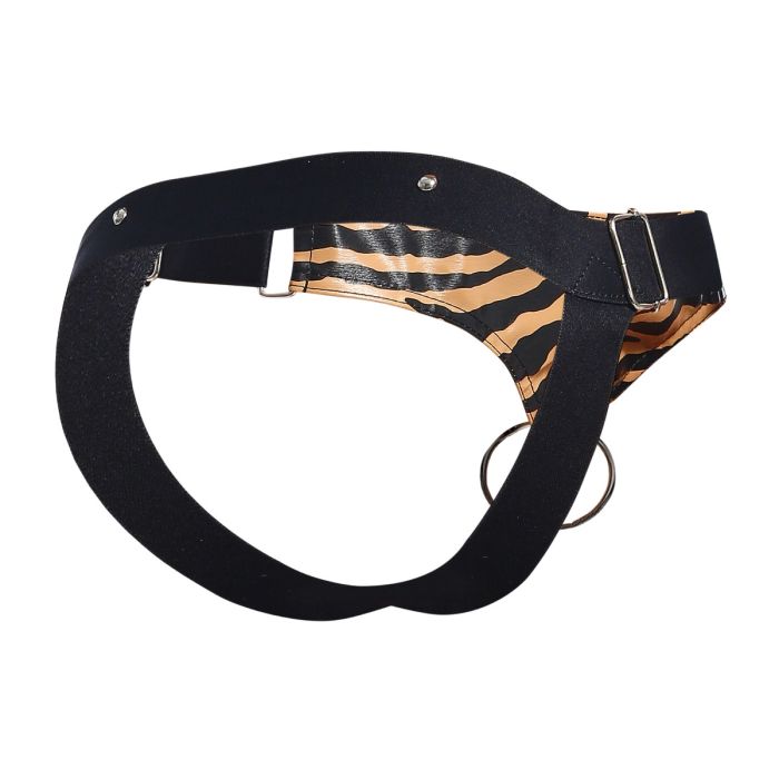 Male Basics Dngeon Leather Penis Ring Jockstrap Tiger One Size