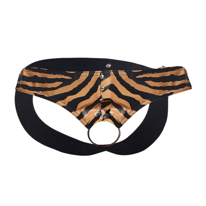 Male Basics Dngeon Leather Penis Ring Jockstrap Tiger One Size