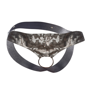 Male Basics Dngeon Leather Penis Ring Jockstrap Titanium Camo One Size