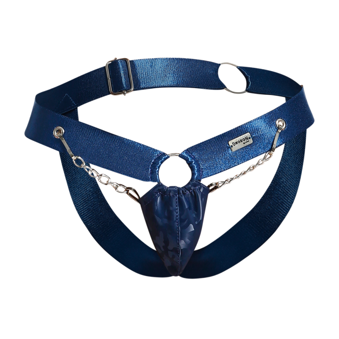 Male Basics Dngeon Chain Penis Pouch Jockstrap Navy Camo One Size