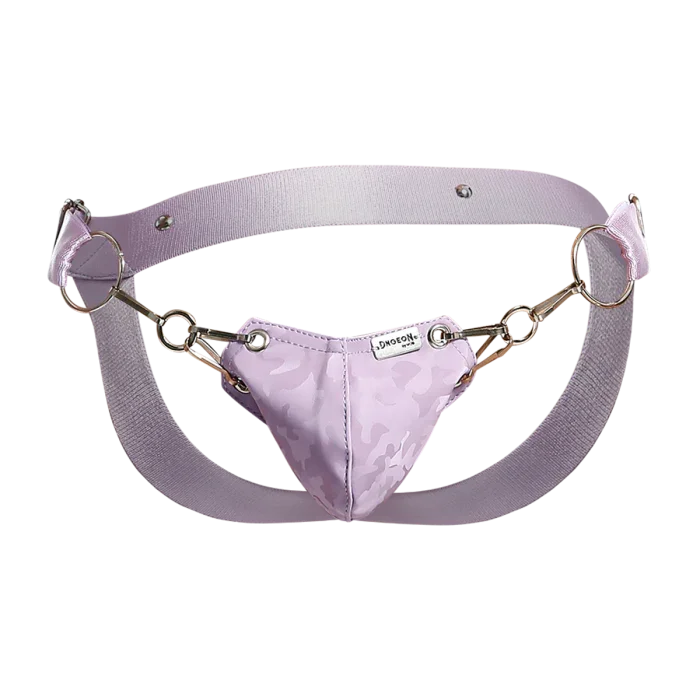 Male Basics Dngeon Snap Ring Mounted Penis Cup Jockstrap Lila Camo One Size