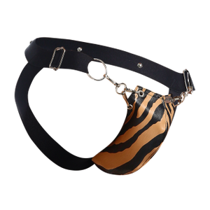 Male Basics Dngeon Snap Ring Mounted Penis Cup Jockstrap Tiger One Size