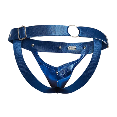 Male Basics Dngeon Peekaboo Penis Pouch Jockstrap Blue Mirror One Size