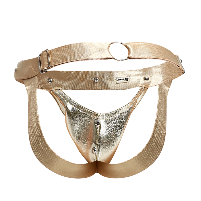 Male Basics Dngeon Peekaboo Penis Pouch Jockstrap Golden Mirror One Size