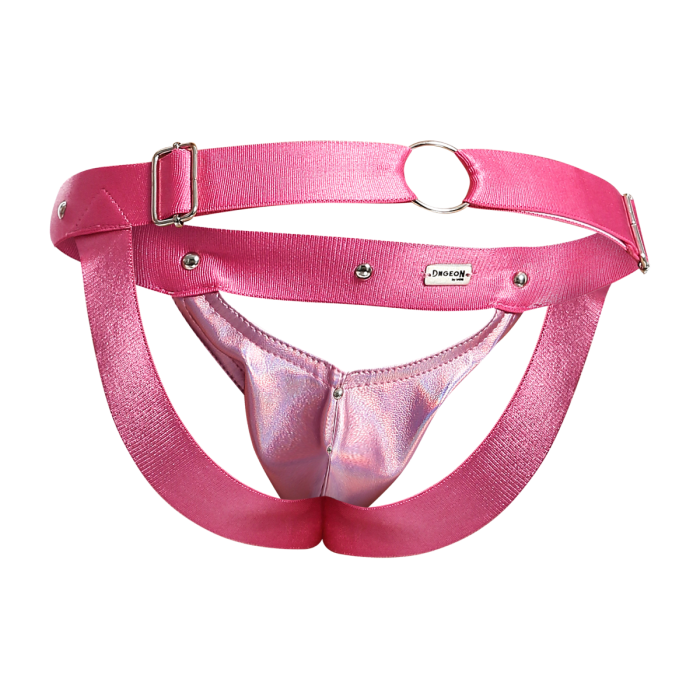 Male Basics Dngeon Peekaboo Penis Pouch Jockstrap Pink Mirror One Size