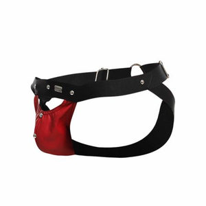 Male Basics Dngeon Peekaboo Penis Pouch Jockstrap Red One Size