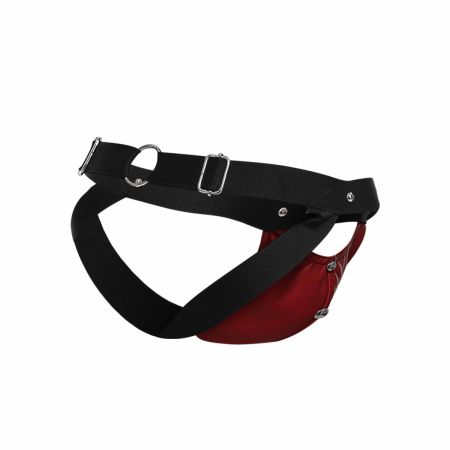 Male Basics Dngeon Peekaboo Penis Pouch Jockstrap Red One Size