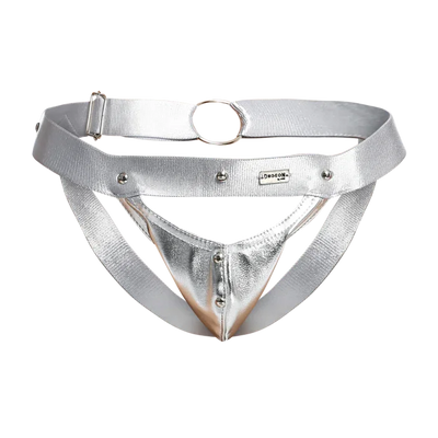 Male Basics Dngeon Peekaboo Penis Pouch Jockstrap Silver Mirror One Size