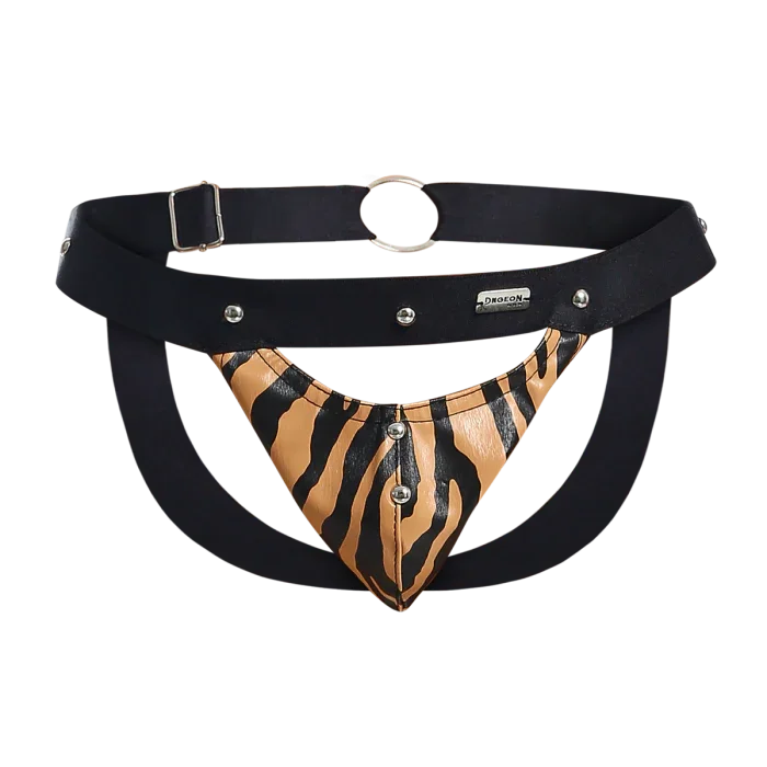 Male Basics Dngeon Peekaboo Penis Pouch Jockstrap Tiger One Size