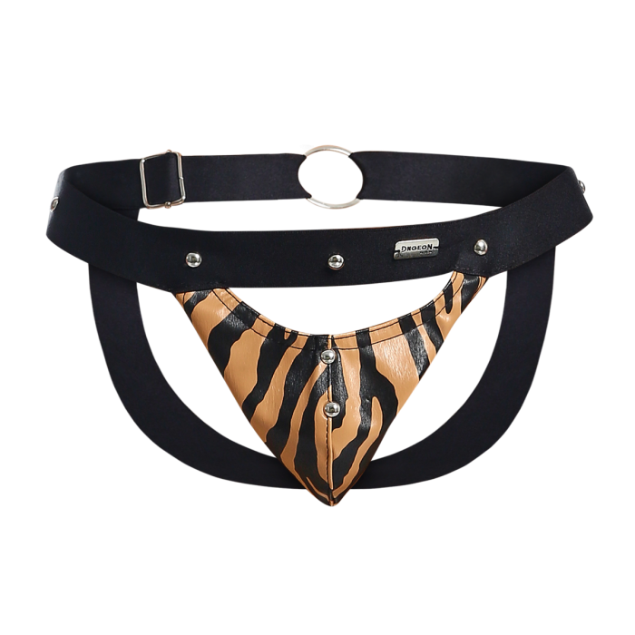 Male Basics Dngeon Peekaboo Penis Pouch Jockstrap Tiger One Size