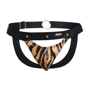 Male Basics Dngeon Peekaboo Penis Pouch Jockstrap Tiger One Size