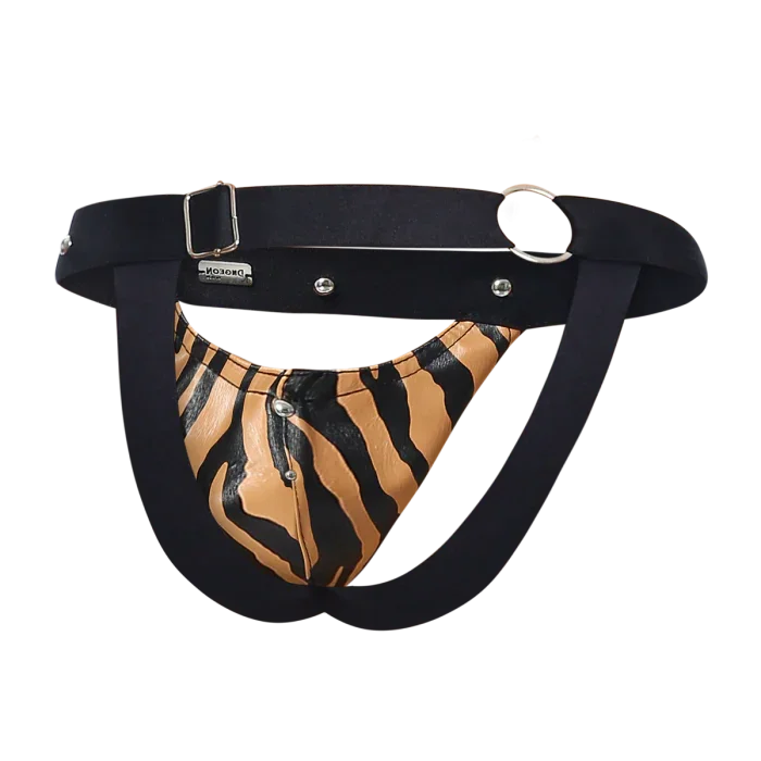 Male Basics Dngeon Peekaboo Penis Pouch Jockstrap Tiger One Size