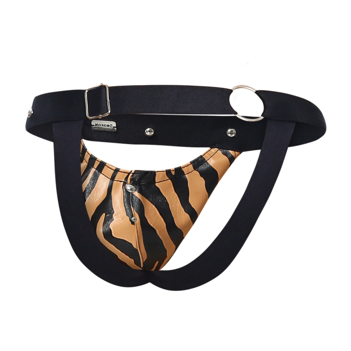 Male Basics Dngeon Peekaboo Penis Pouch Jockstrap Tiger One Size