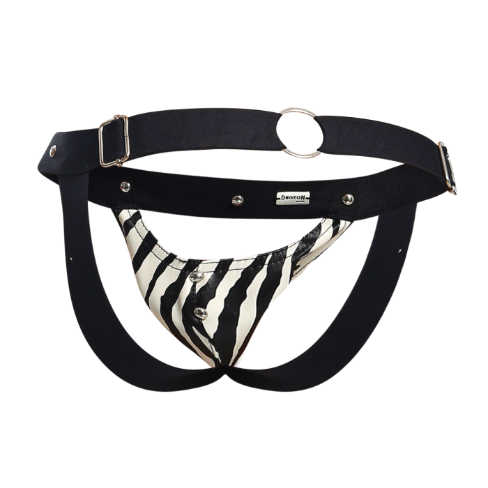 Male Basics Dngeon Peekaboo Penis Pouch Jockstrap Zebra One Size