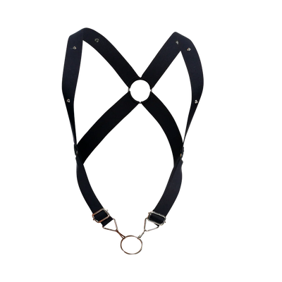 Male Basics Dngeon Leather Penis Ring Crossback Harness Black One Size