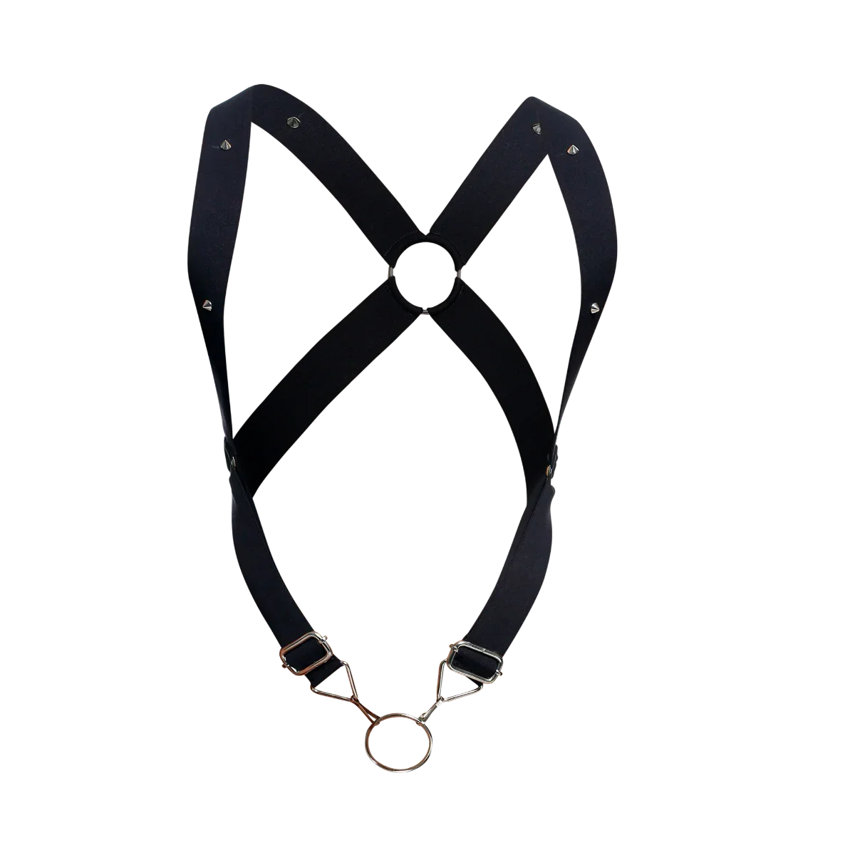 Male Basics Dngeon Leather Penis Ring Crossback Harness Black One Size