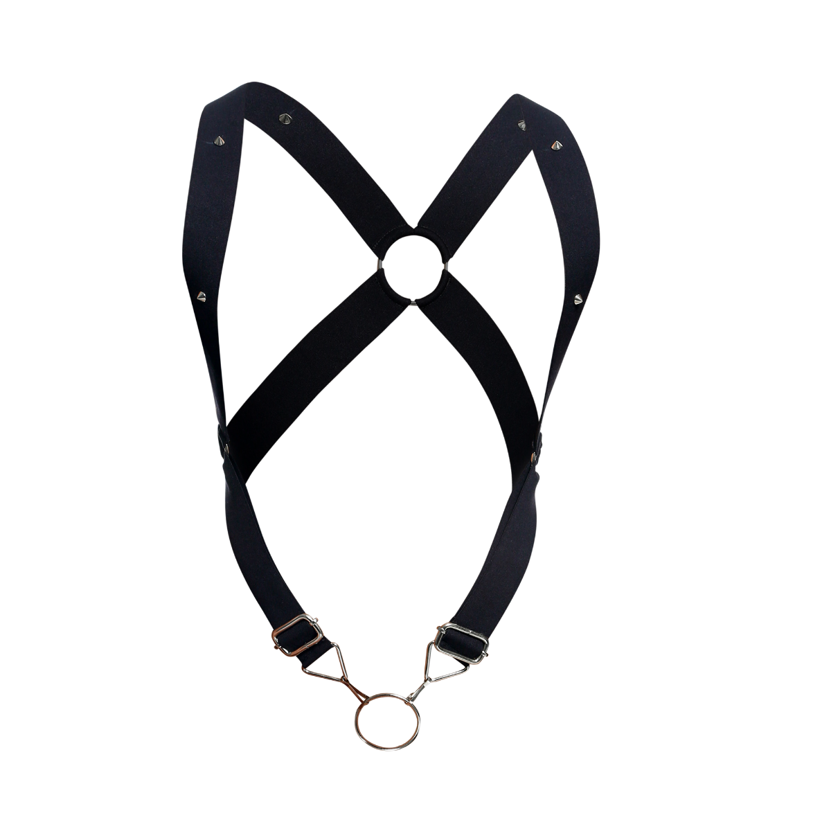 Male Basics Dngeon Leather Penis Ring Crossback Harness Black One Size