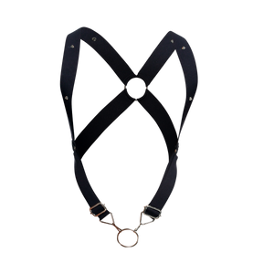 Male Basics Dngeon Leather Penis Ring Crossback Harness Black One Size