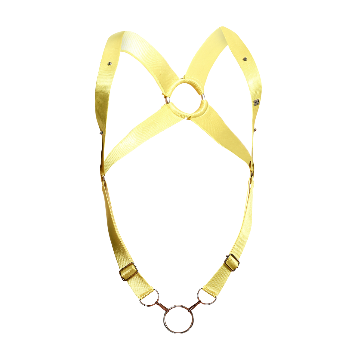 Male Basics Dngeon Leather Penis Ring Crossback Harness Yellow Mirror One Size