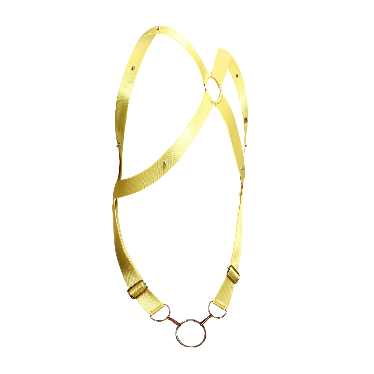 Male Basics Dngeon Leather Penis Ring Crossback Harness Yellow Mirror One Size